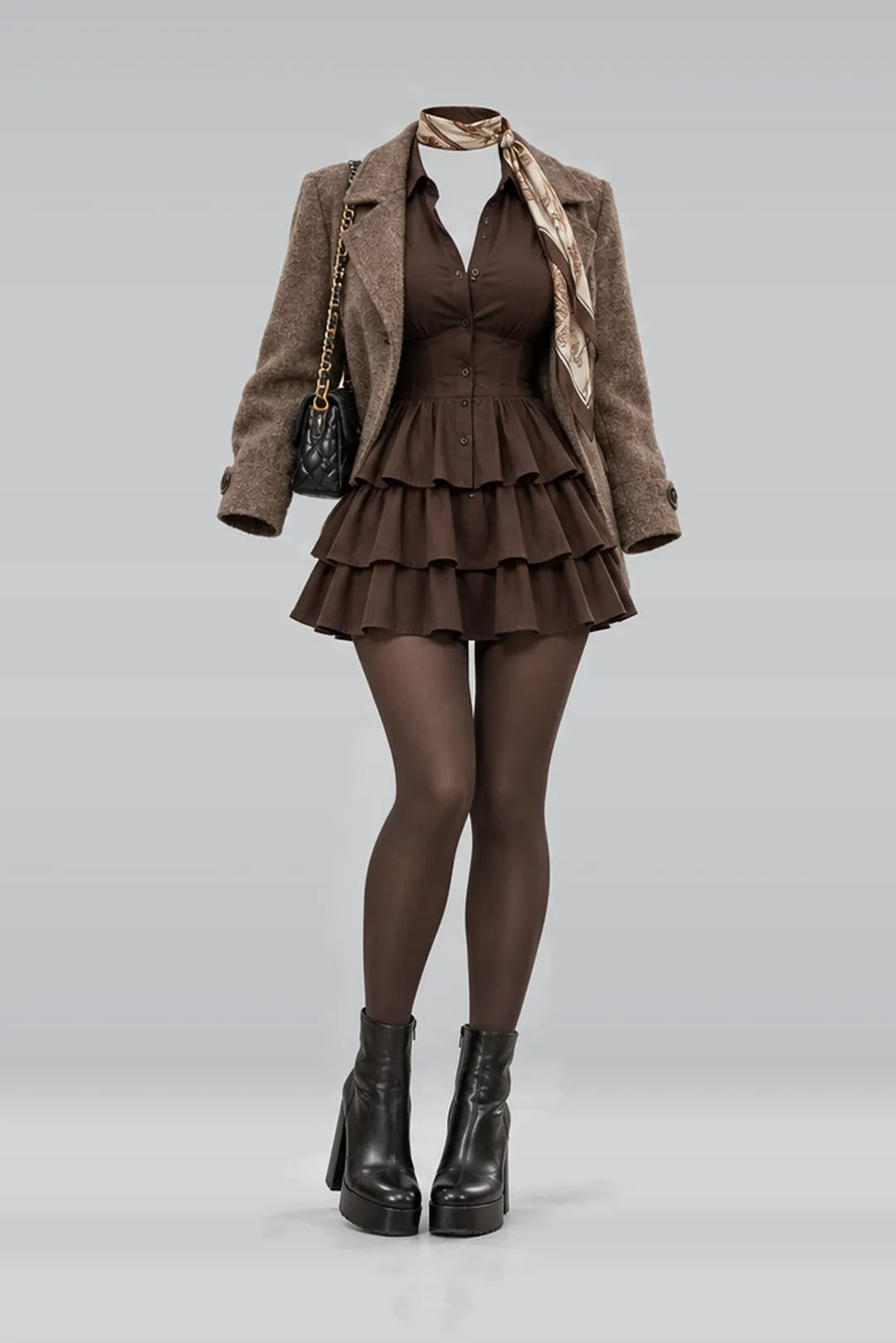 Brown shirt + dress