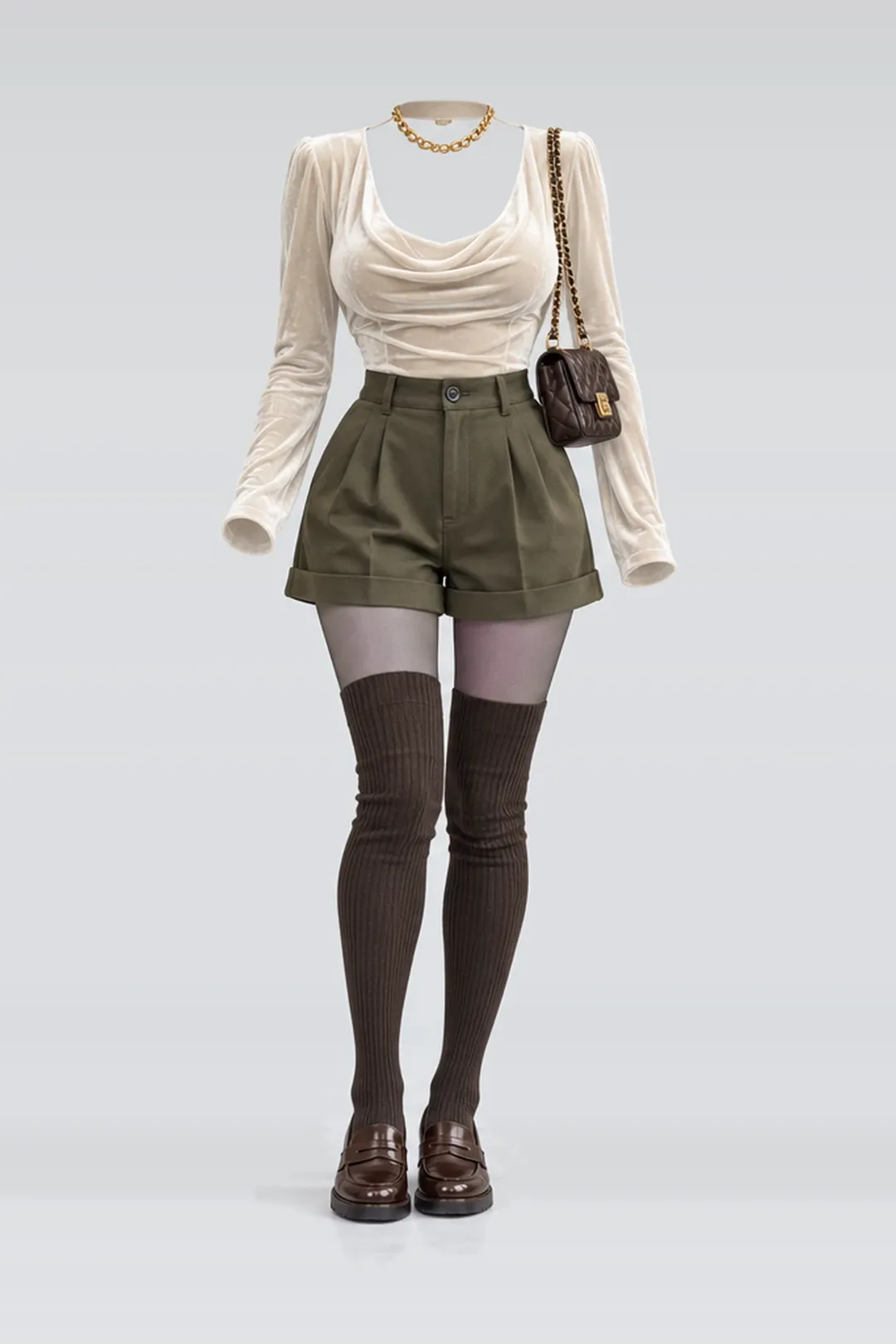 Ivory olive green trousers + socks