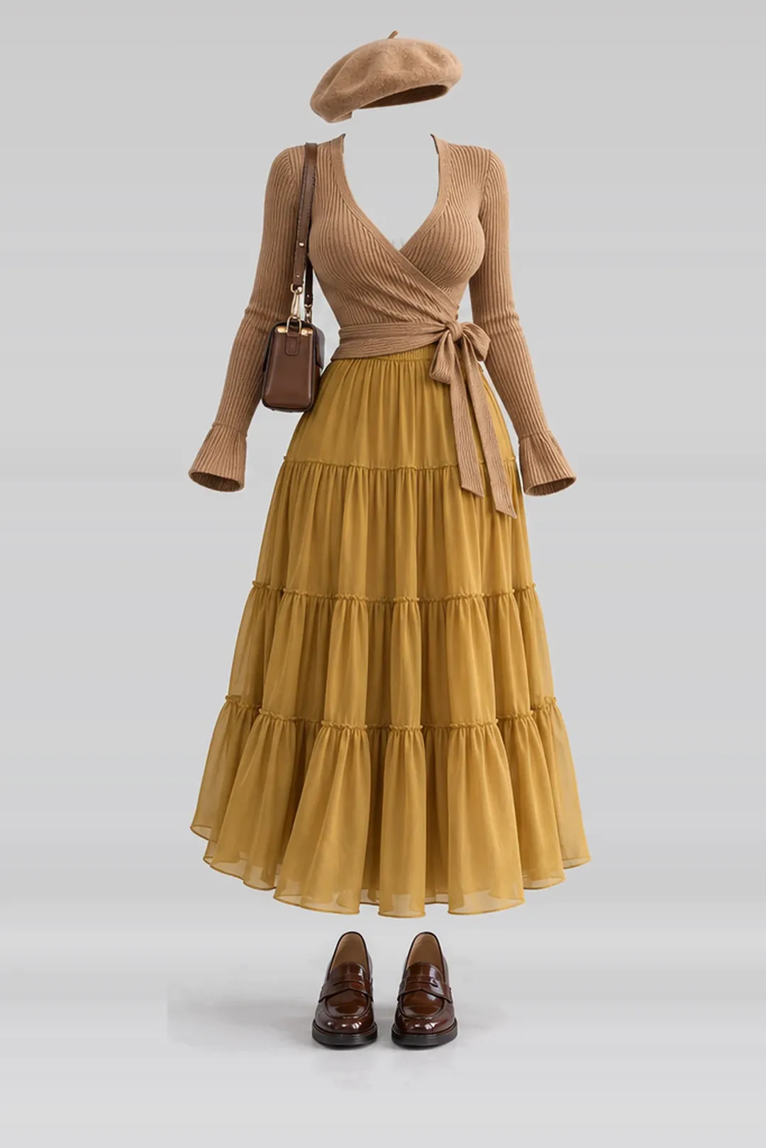 Knit skirt + loafers