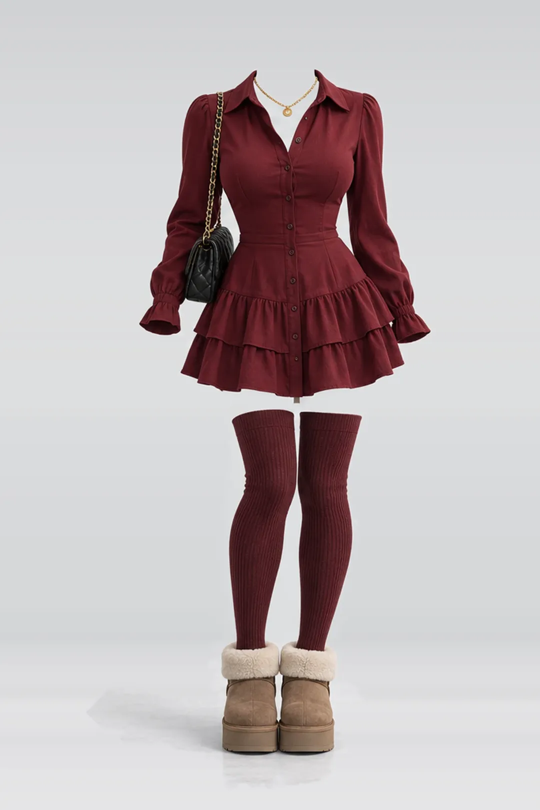 Red shirt + dress