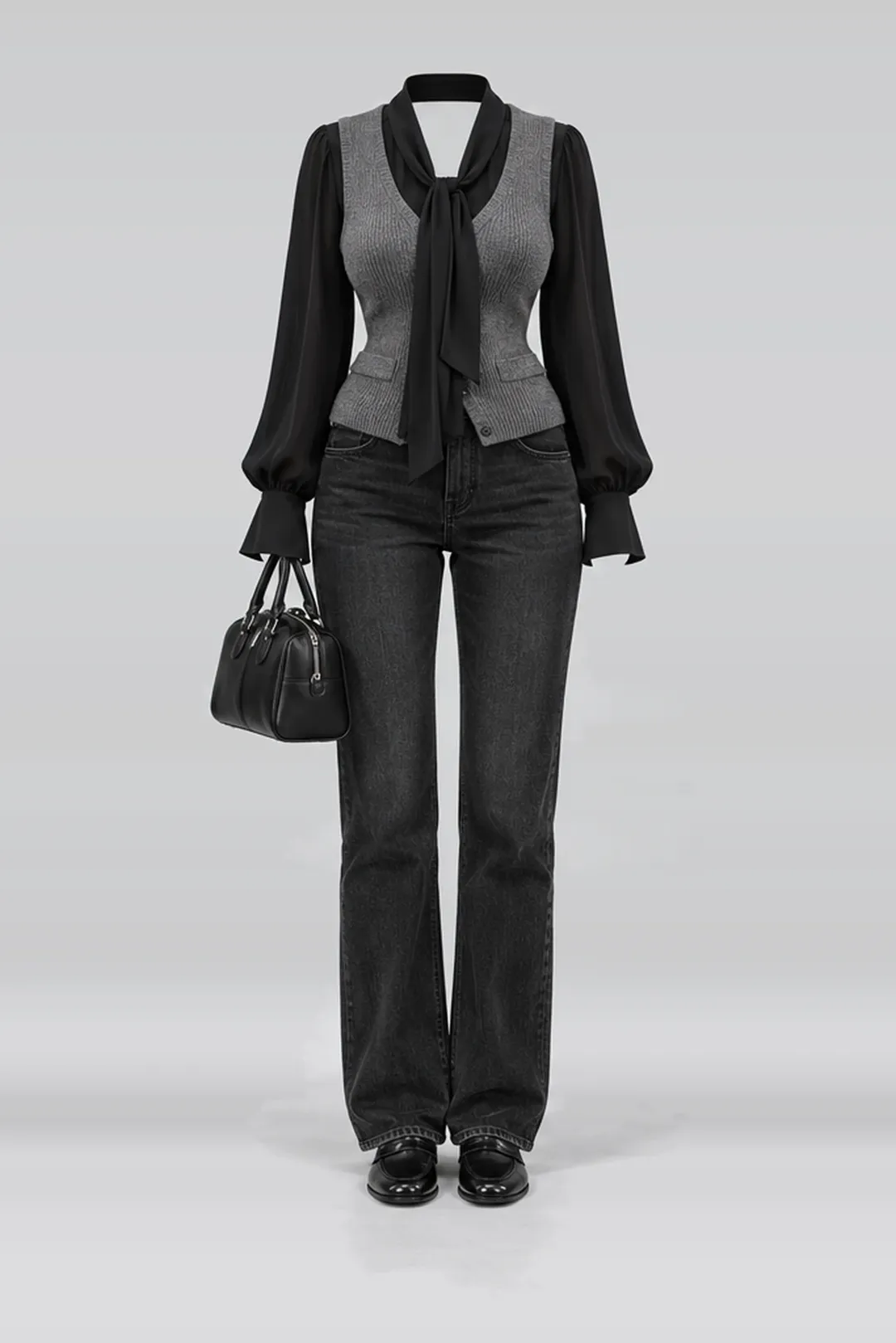 Black scarf + blouse