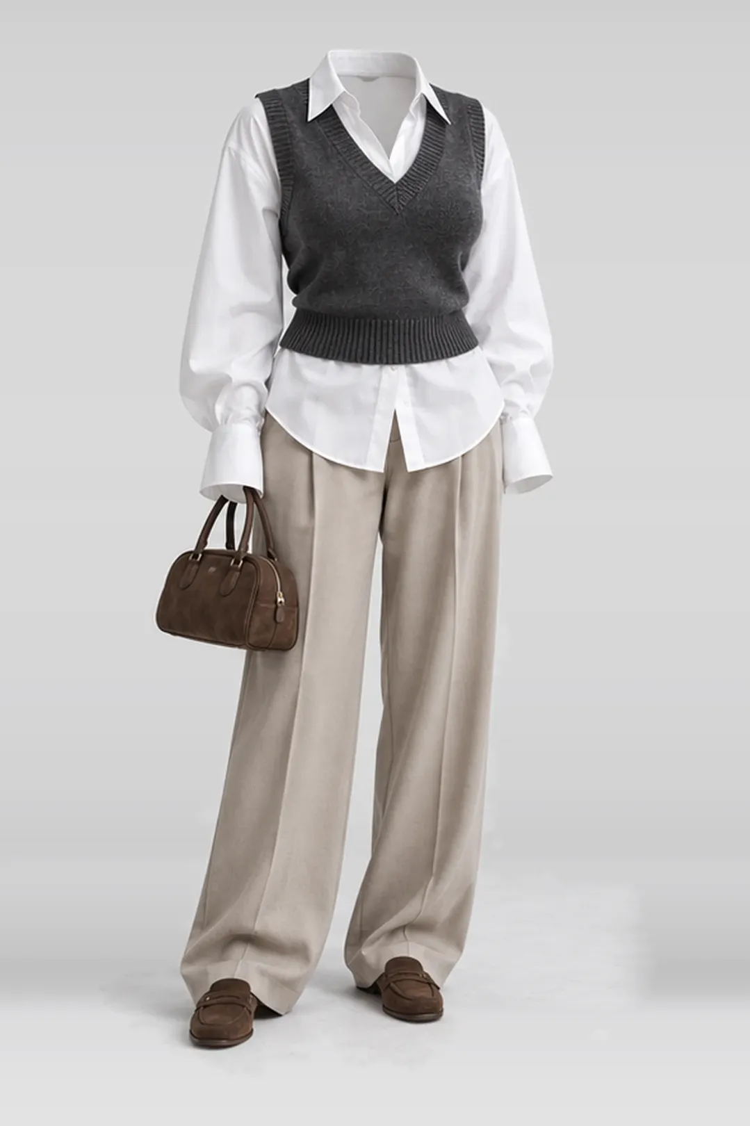 Knit vest + white shirt