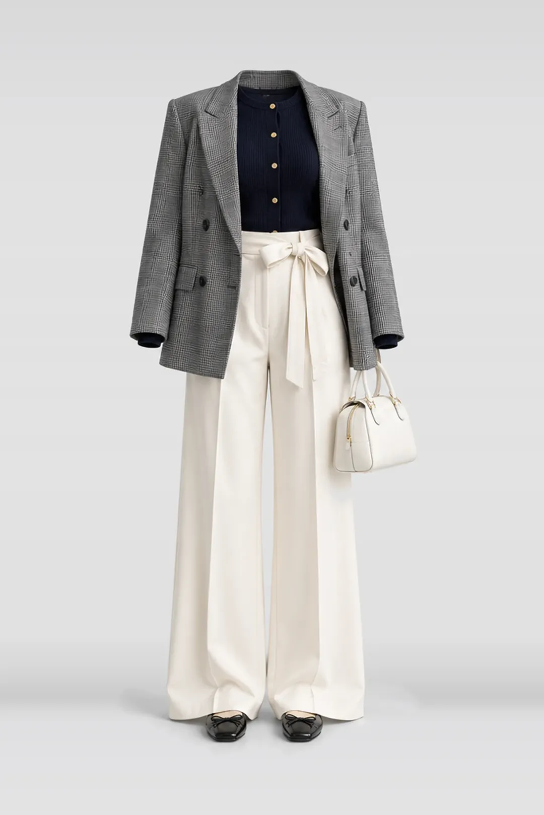 Navy knit cardigan + grey jacket