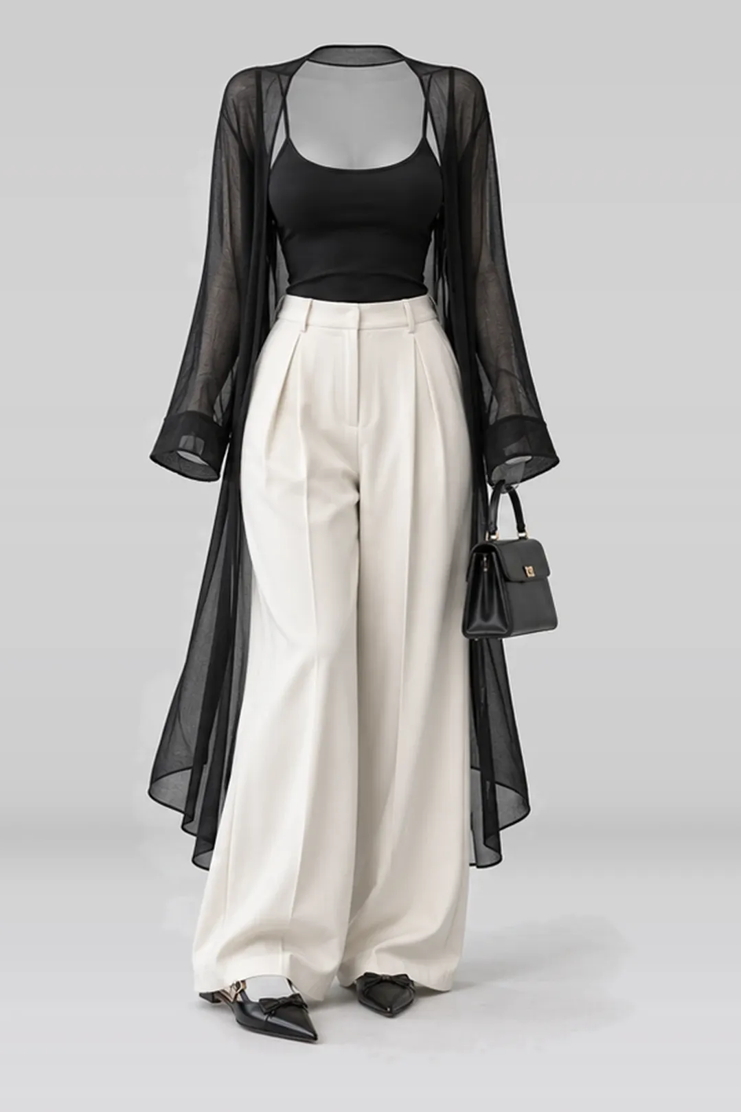 Black camisole + cardigan