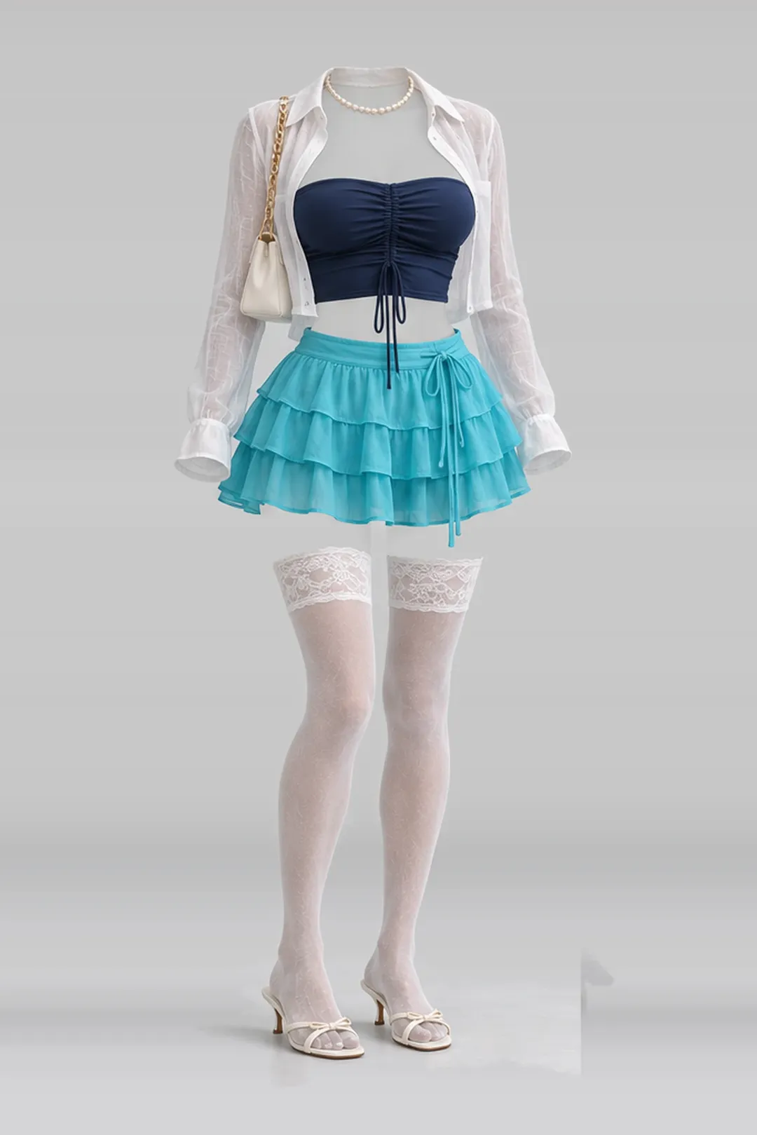 Navy mini skirt + shirt