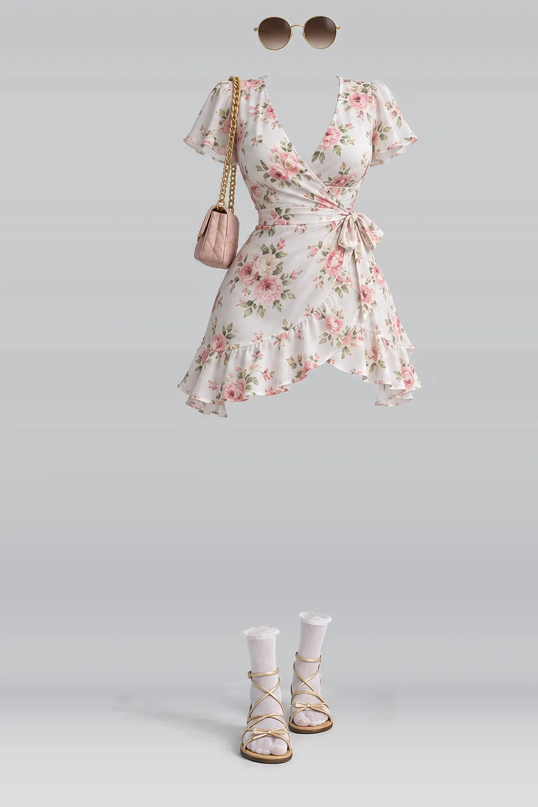White floral dress + socks