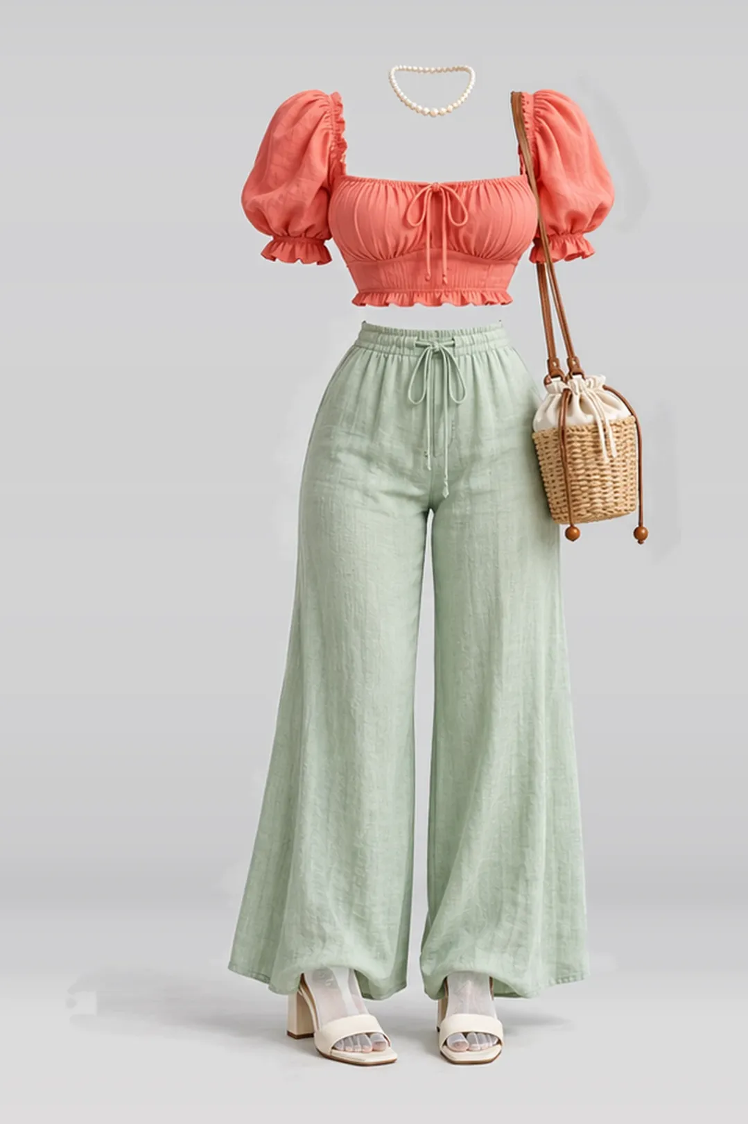 Mint trousers + sandals