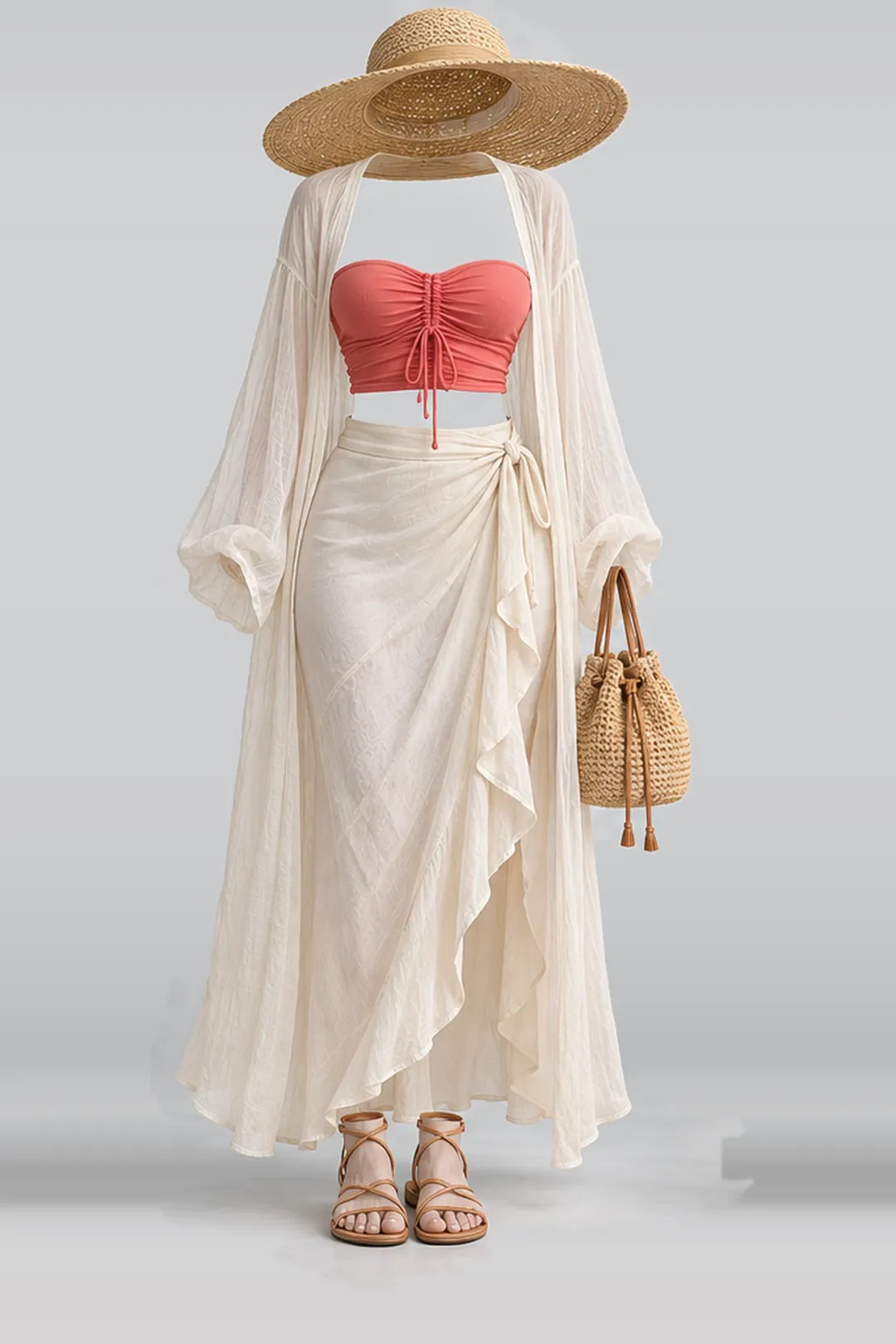 Cream skirt + cardigan