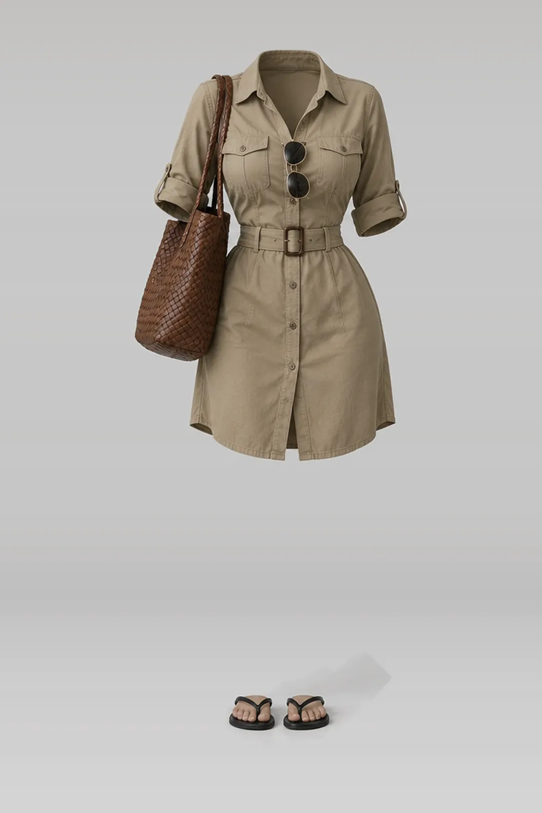 Khaki shirt + dress