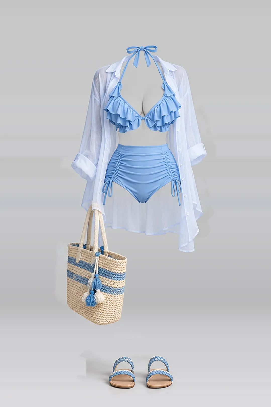 Blue frill shorts + shirt