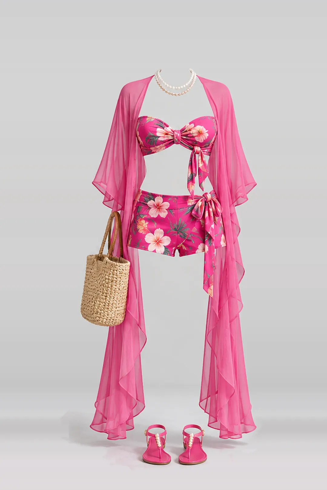 Pink floral trousers + cardigan