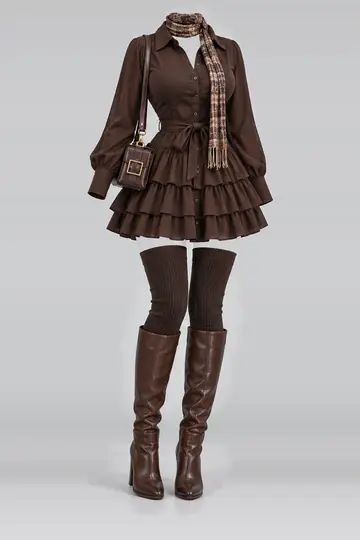 Brown shirt + dress