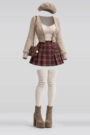 Khaki knit cardigan + camisole