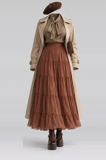 Khaki blouse + skirt