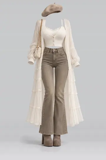 Ivory knit cardigan + camisole