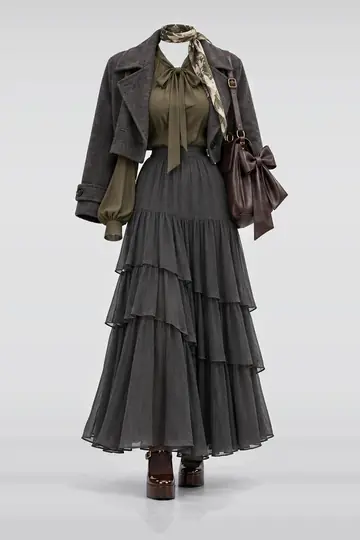 Olive green blouse + skirt