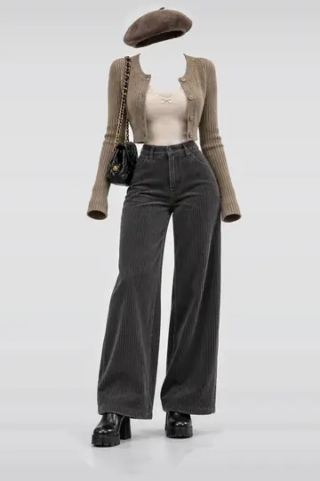 Khaki knit cardigan + camisole
