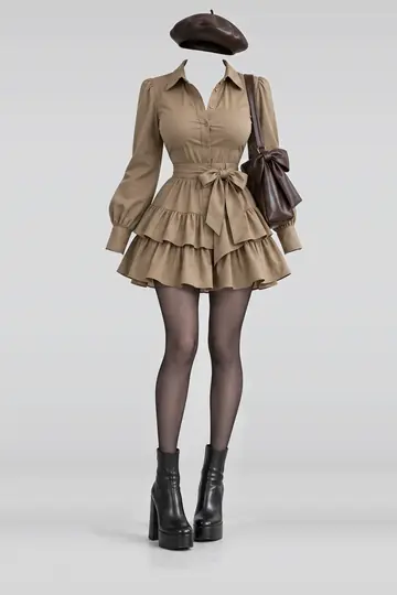 Khaki shirt + dress