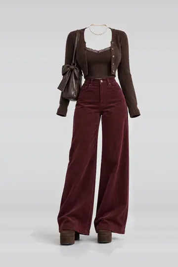 Brown knit cardigan + camisole