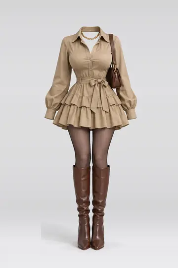 Khaki shirt + dress