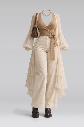 Knit top + ivory corduroy trousers