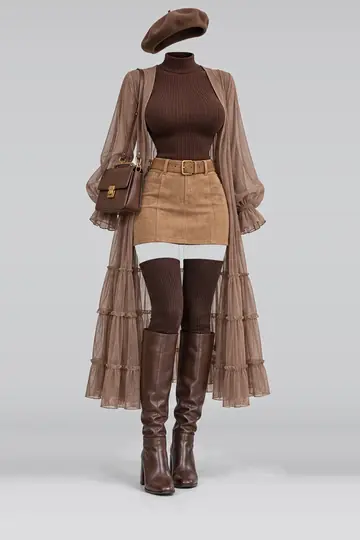 Knit suede mini skirt + belt