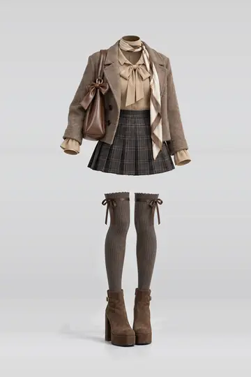 Blouse + pleated mini skirt