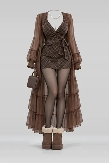 Brown dress + cardigan
