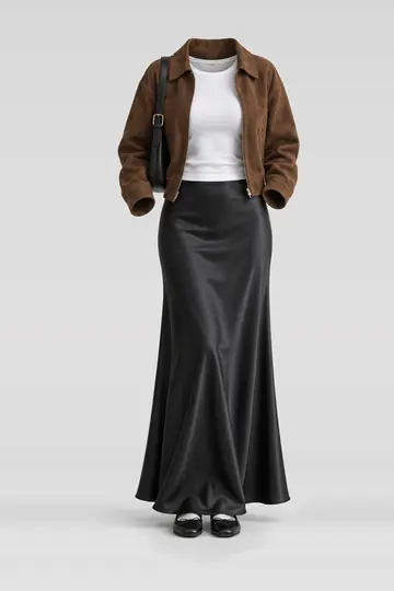 Brown suede jacket + white shirt