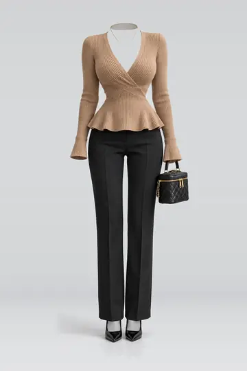 Knit top + black trousers