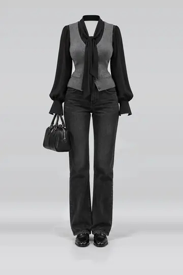 Black scarf + blouse