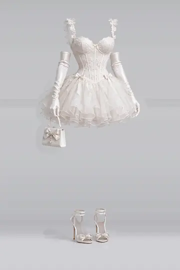 White mini dress + tulle skirt
