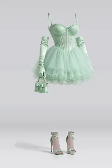 Mint mini dress + tulle skirt
