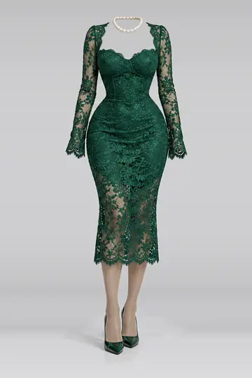 Lace midi dress + tights