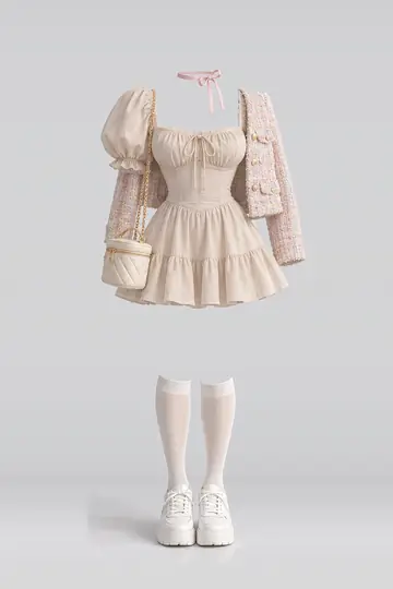 Beige mini dress + jacket