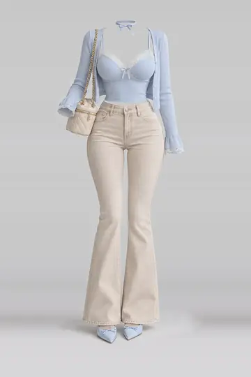 Blue lace camisole + cardigan
