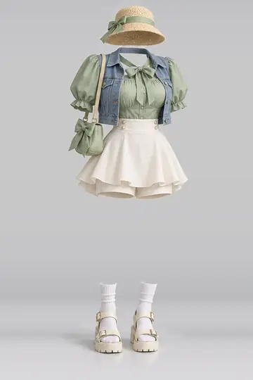 Green blouse + ribbon