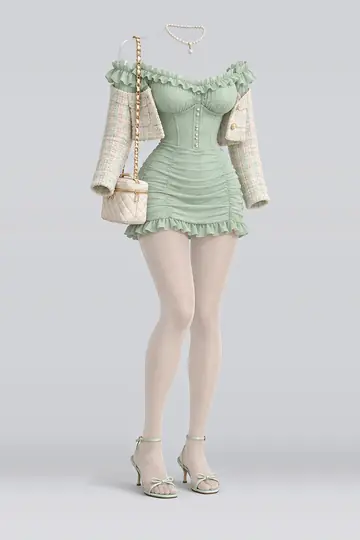 Mint green frill corset + dress