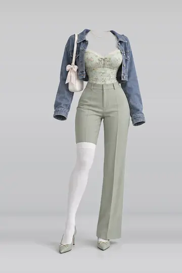 Mint green floral camisole + cardigan