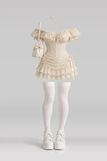 Beige frill corset + dress