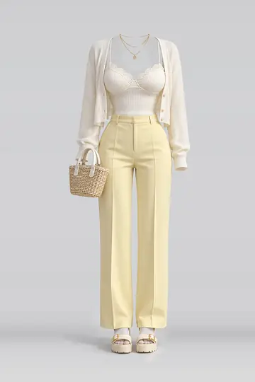 Ivory lace camisole + cardigan
