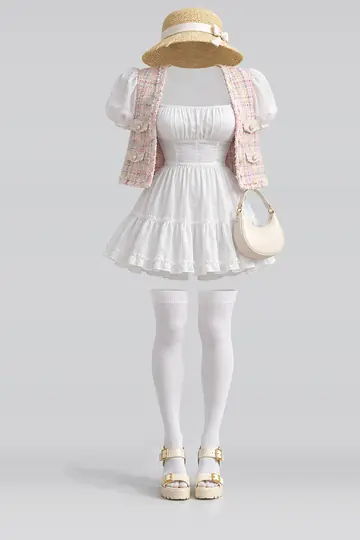White mini dress + jacket