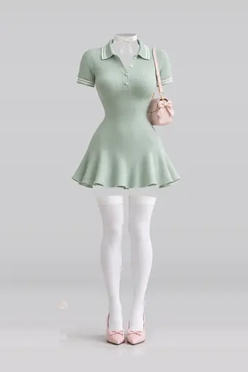 Mint green knit dress + white socks