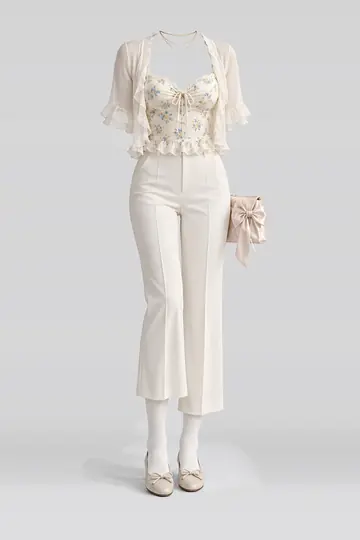 Cream floral camisole + cardigan
