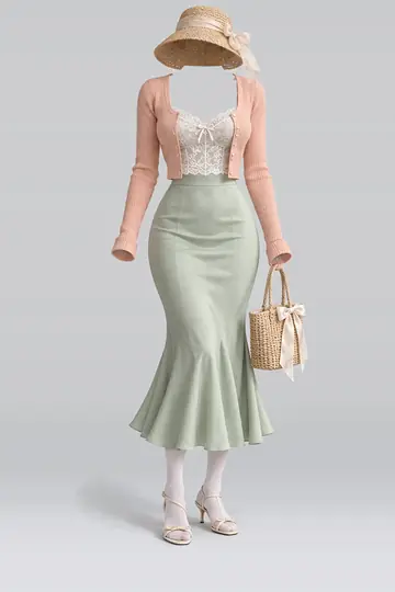Knit cardigan + lace camisole