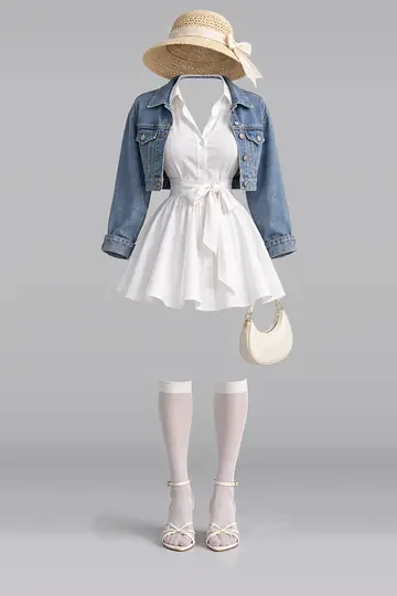 White ribbon shirt + dress