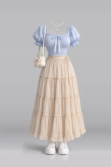 Blue blouse + ribbon