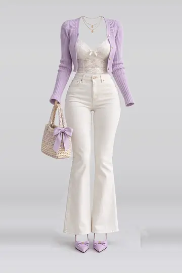 Knit cardigan + lace camisole