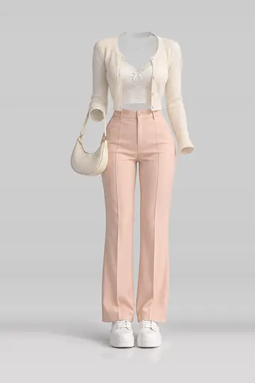 Cream knit cardigan + lace camisole