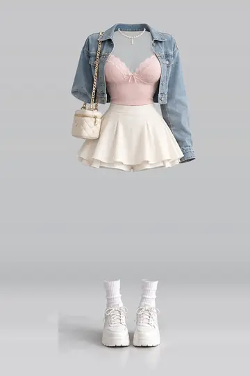 Pink lace camisole + cardigan